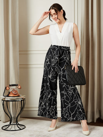 Buy BLACKBUCK Women Black Wide Leg HIGH Rise Formal Parallel Pants (L,  BLACK4) at Amazon.in